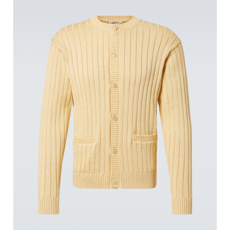 Auralee Ribbed-knit cotton cardigan