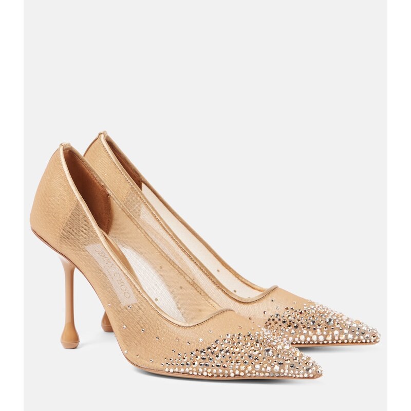 Jimmy Choo Ixia 95 embellished mesh pumps