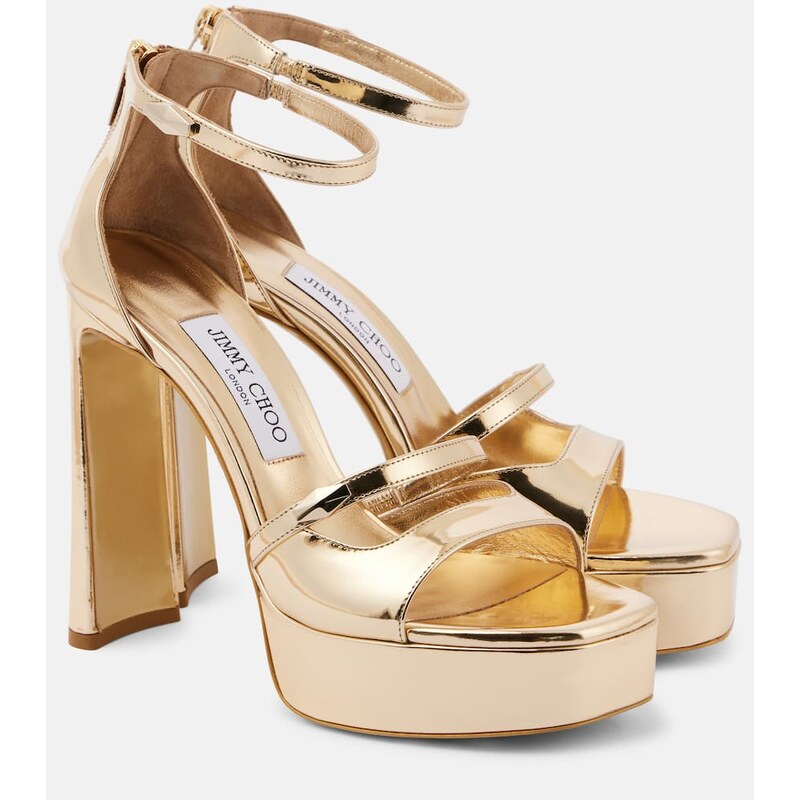 Jimmy Choo Claressa metallic leather platform sandals