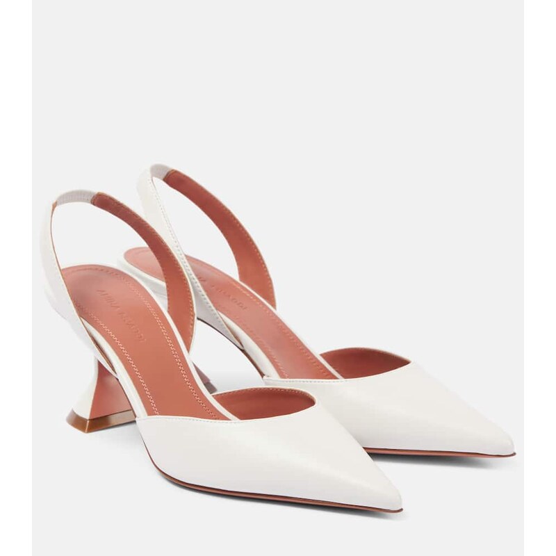 Amina Muaddi Holli 70 leather slingback pumps