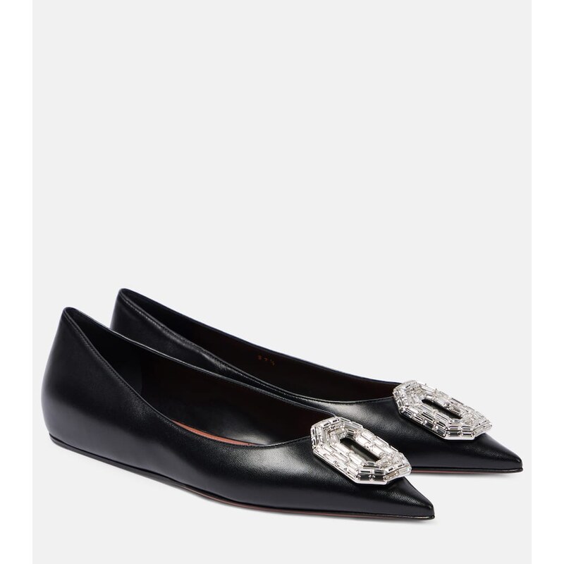 Amina Muaddi Camelia embellished leather ballet flats