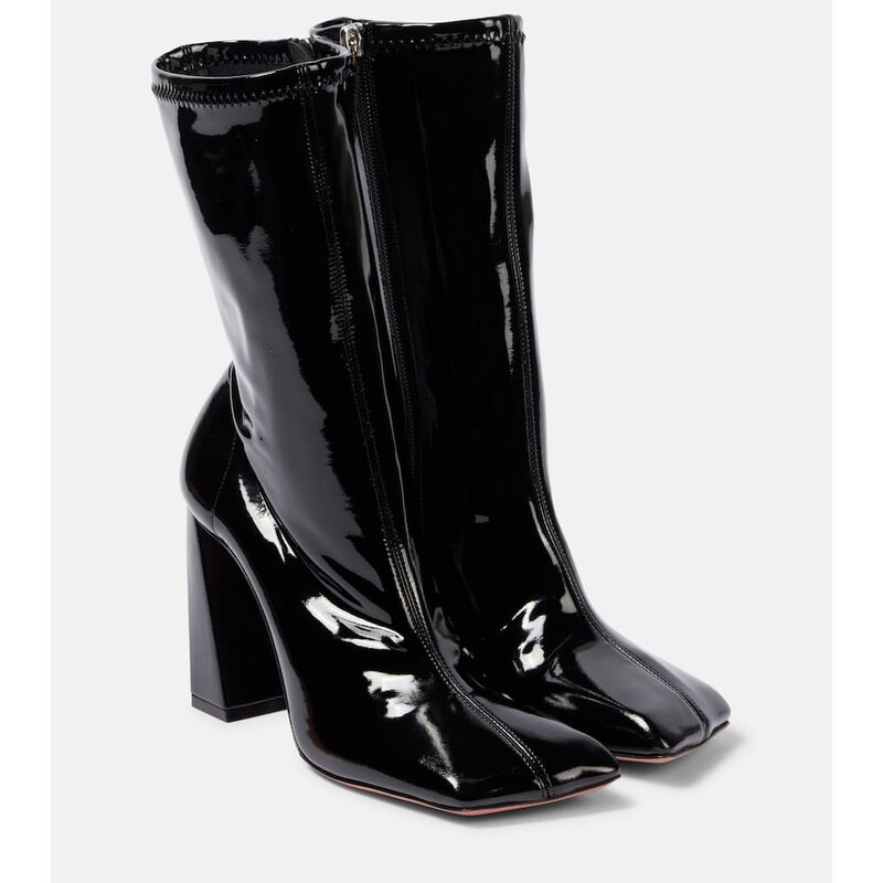 Amina Muaddi Marine 95 latex ankle boots