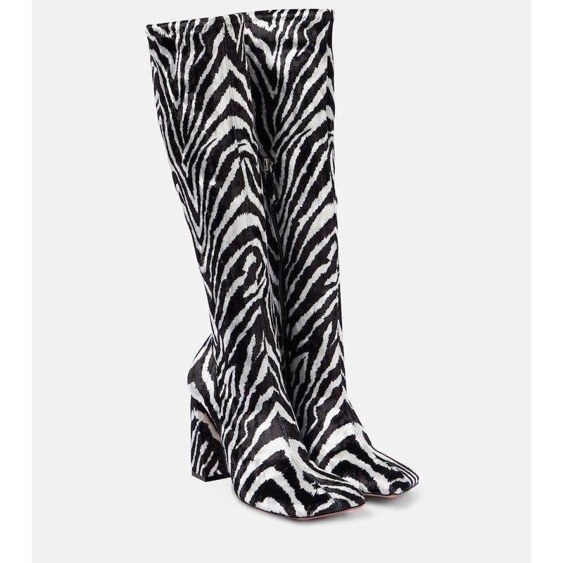 Amina Muaddi Marine Stretch 95 velvet knee-high boots