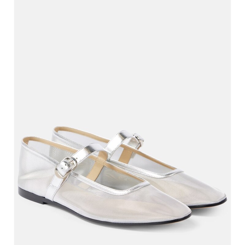 Le Monde Béryl Leather-trimmed mesh ballet flats