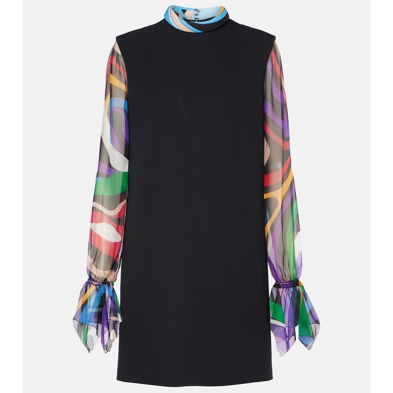 Šaty Pucci Marmo cady shift dress v barvě černé