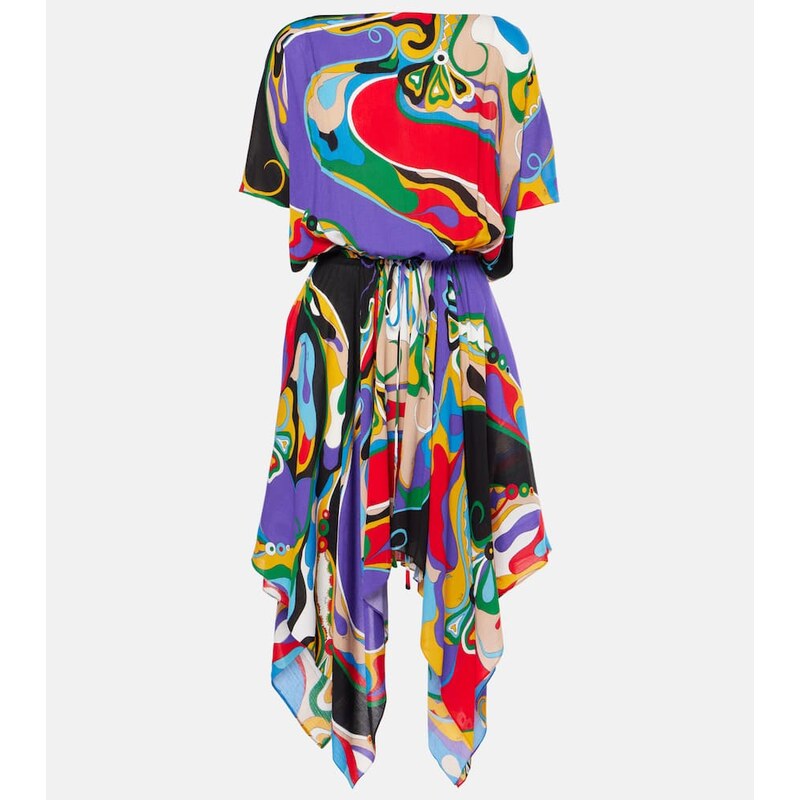 Pucci Orchidee asymmetric minidress