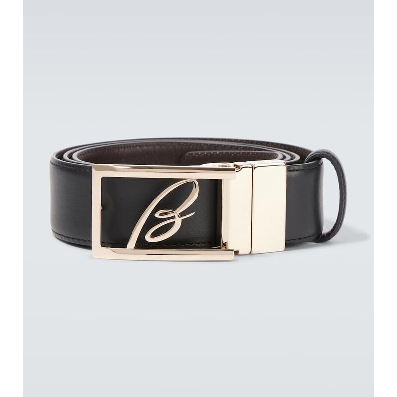 Brioni Logo leather belt