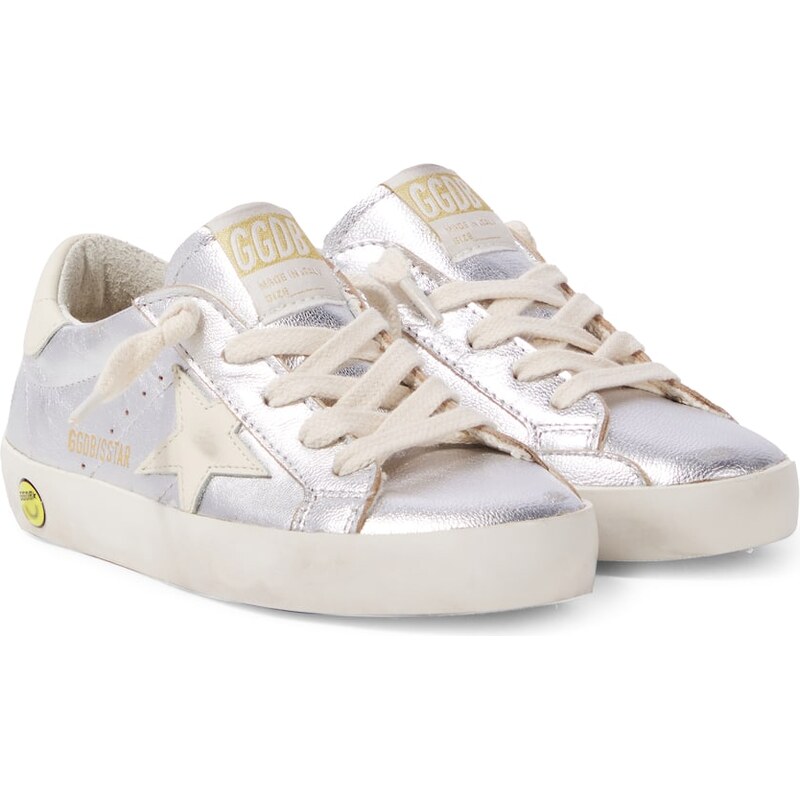 Golden Goose Kids Super-Star metallic leather sneakers