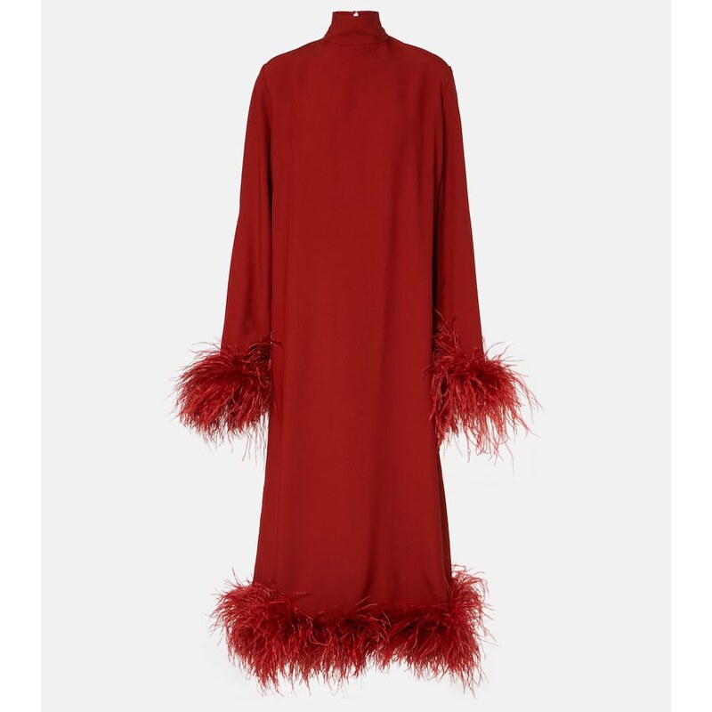 Taller Marmo Gina feather-trimmed midi dress