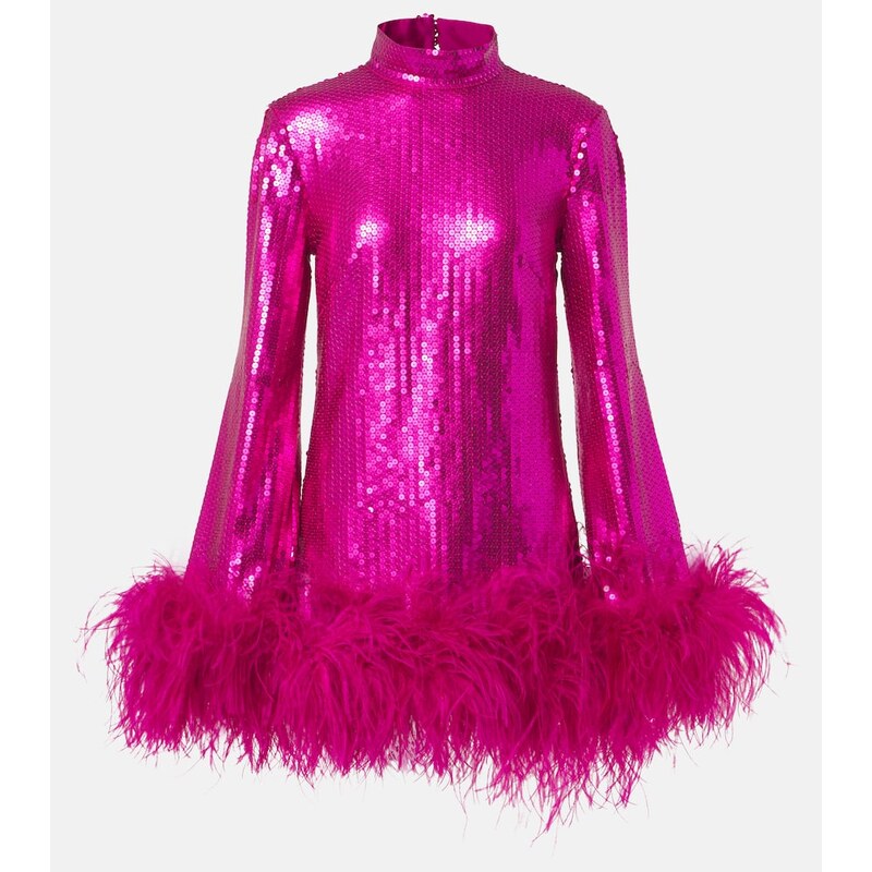 Taller Marmo Gina sequined feather-trimmed minidress