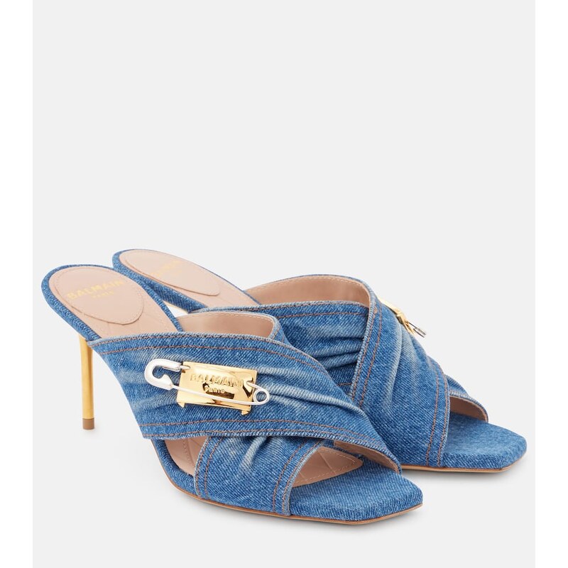 Balmain 75 embellished denim mules