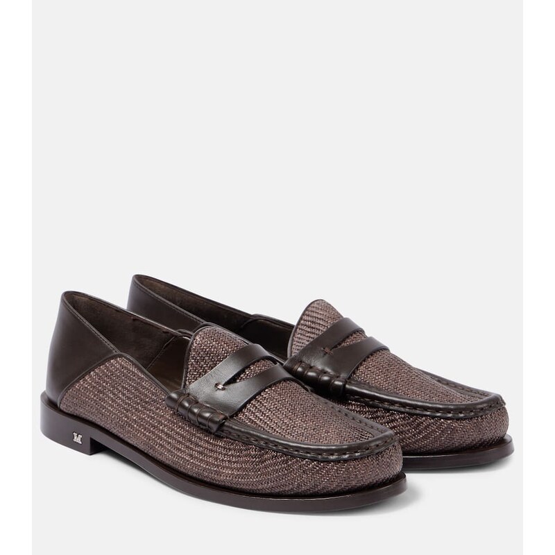 Max Mara Raffia-effect penny loafers