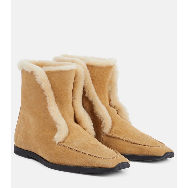 Toteme Shearling-lined suede ankle boots