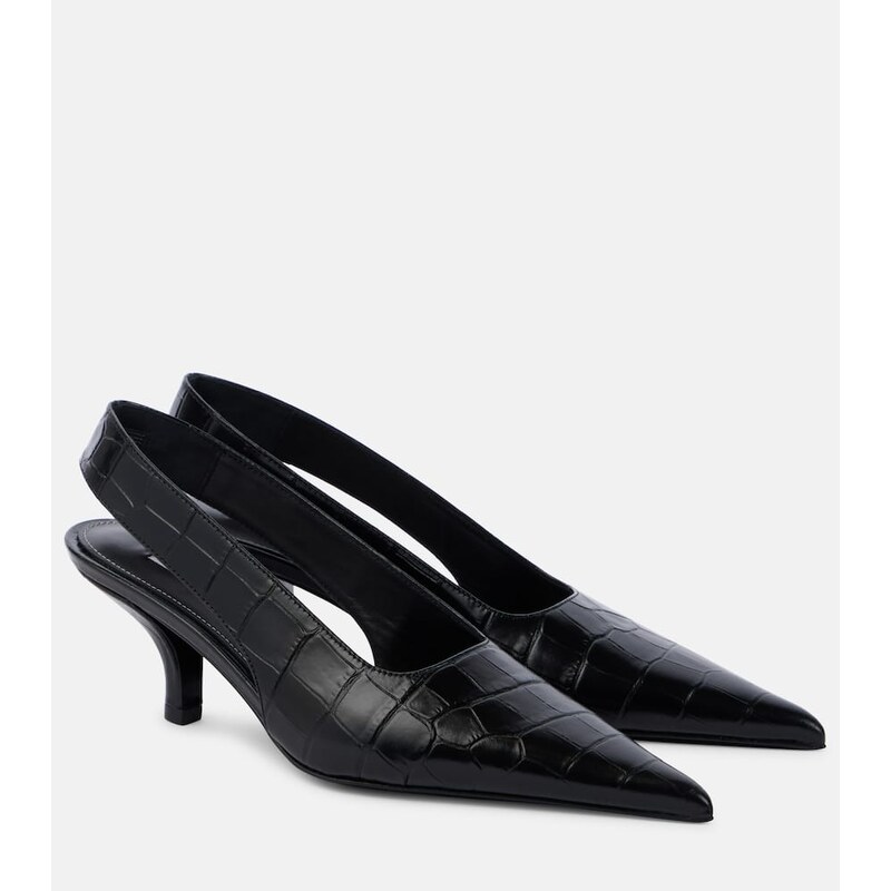 Toteme Croc-effect leather slingback pumps