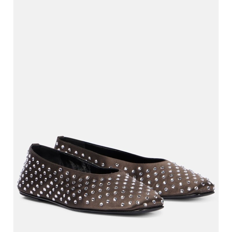 Magda Butrym Crystal-embellished satin ballet flats