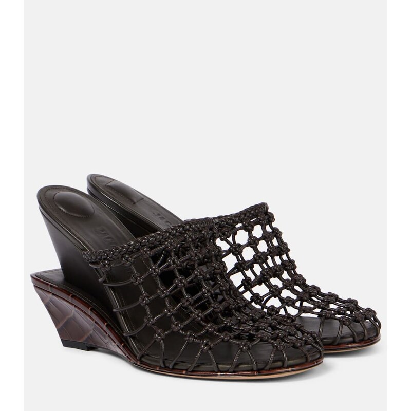 Jacquemus Double 110 woven leather wedge mules