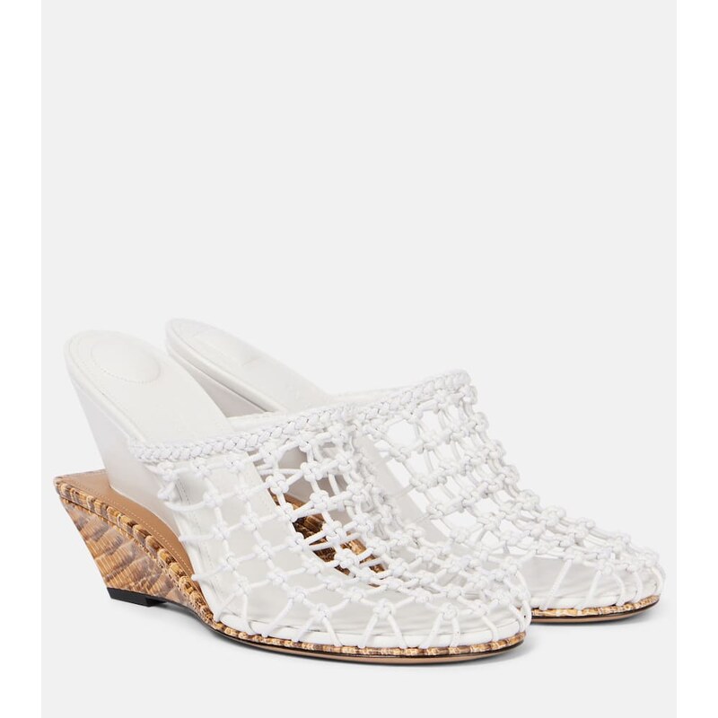 Jacquemus Double 110 woven leather wedge mules