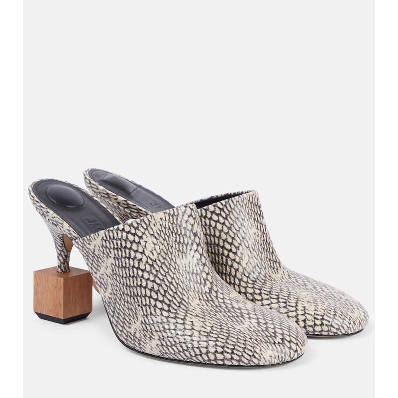 Jacquemus Bisou 90 snake-effect leather mules