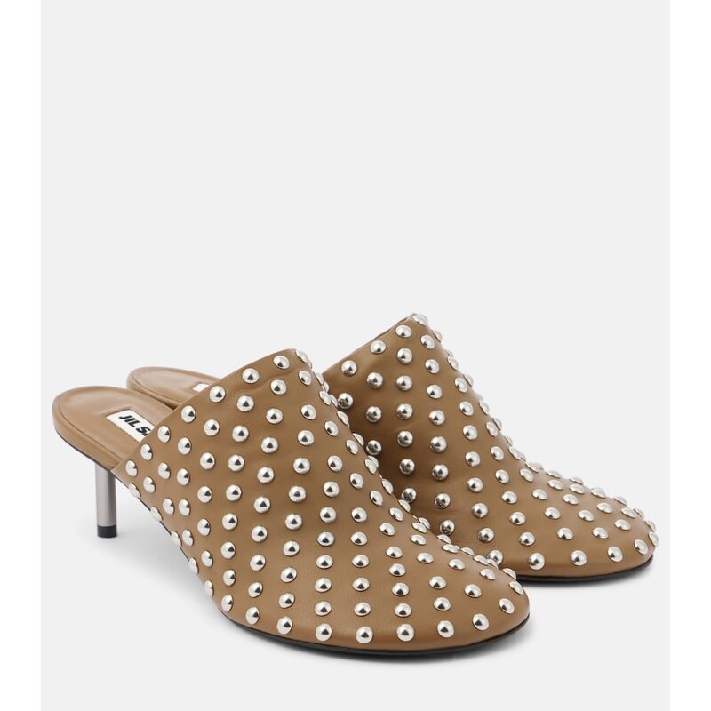 Dámské pantofle Jil Sander v barvě Chimera Green s kovovými nášvěpy