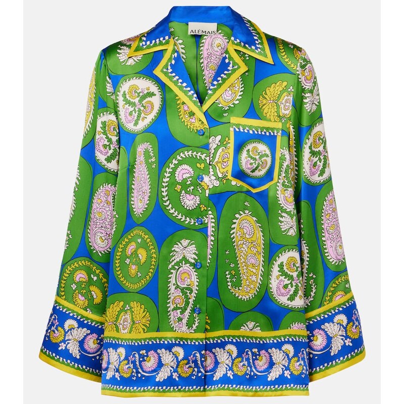 Alémais Printed silk satin shirt