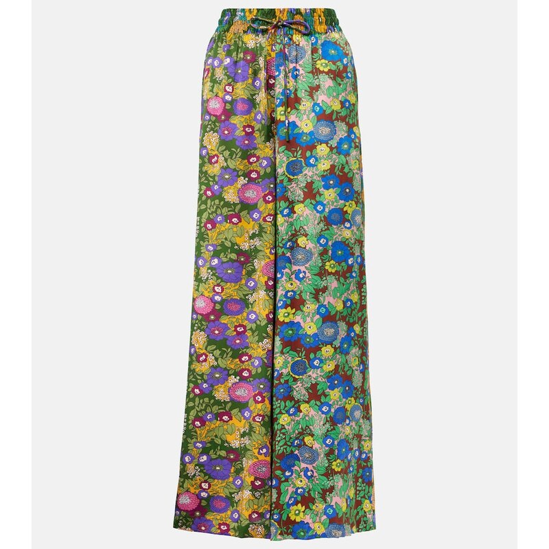 Alémais Printed silk satin wide-leg pants