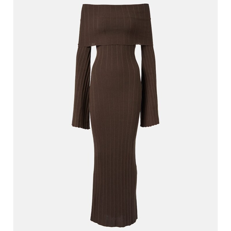 Aya Muse Off-shoulder silk-blend jersey maxi dress