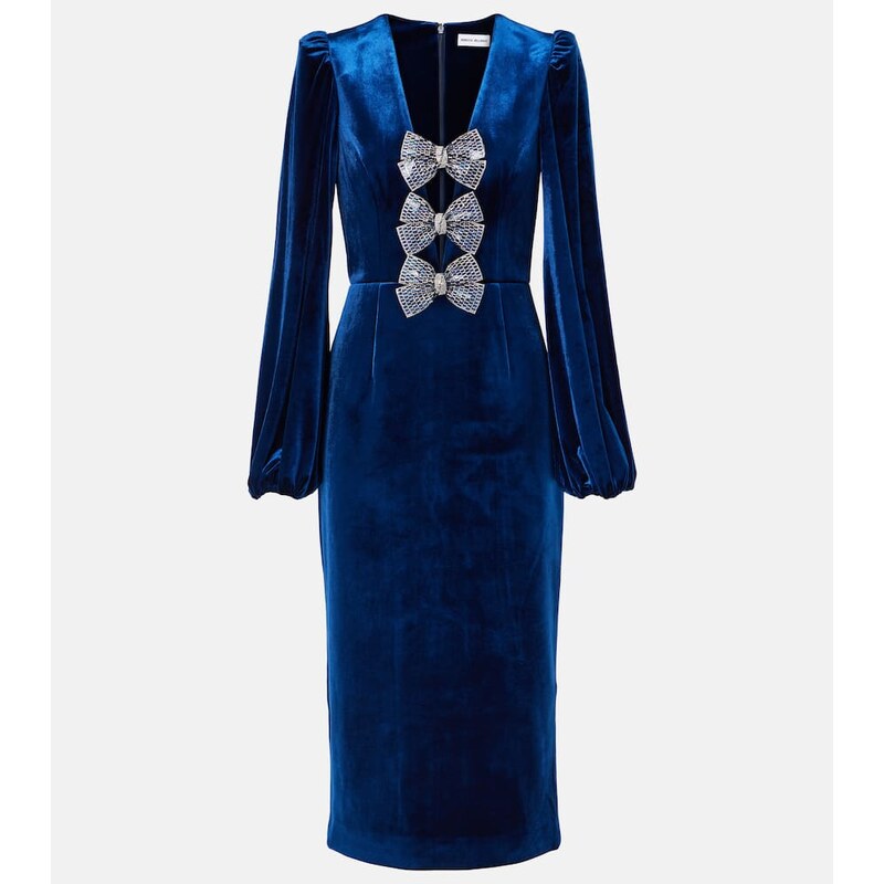Rebecca Vallance Crystal-embellished velvet midi dress