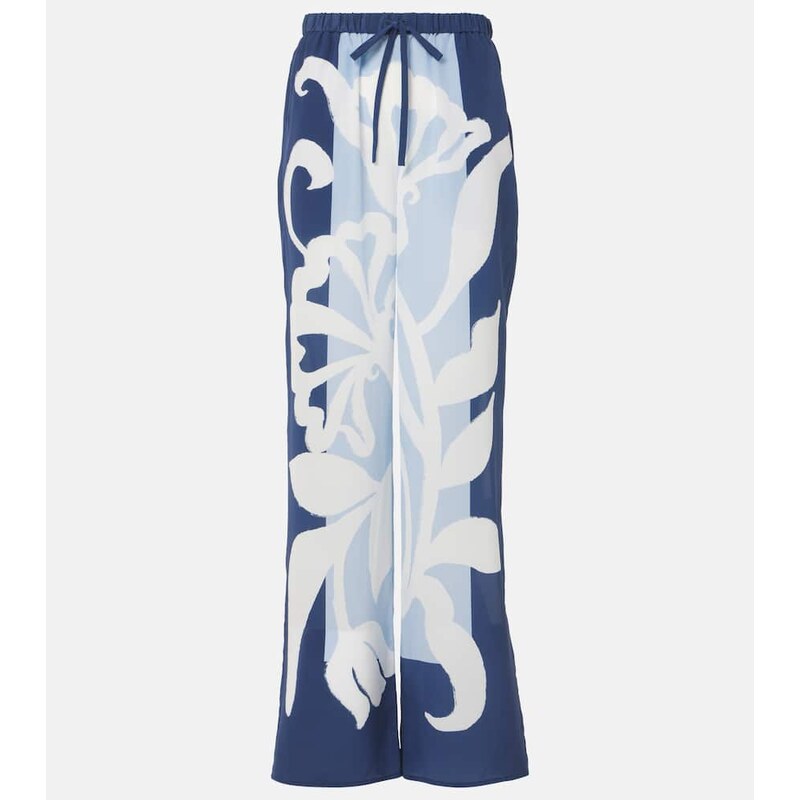 SIR Sorrento printed silk satin wide-leg pants