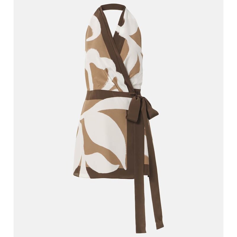 SIR Portia printed silk satin wrap dress