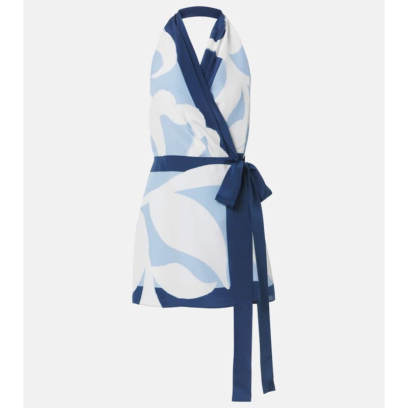 SIR Portia printed silk satin wrap dress