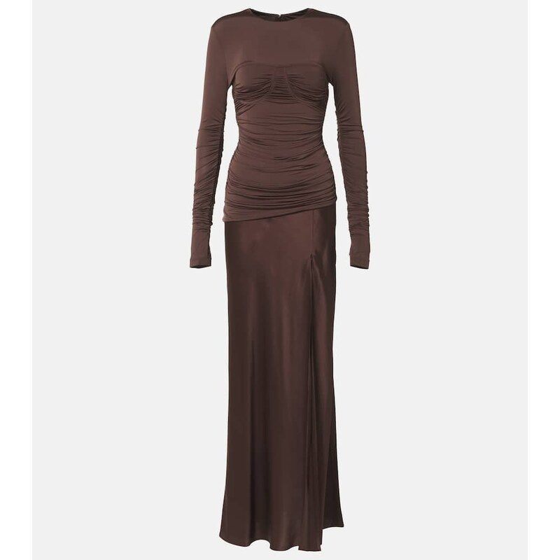 SIR Alessia draped jersey and satin maxi dress