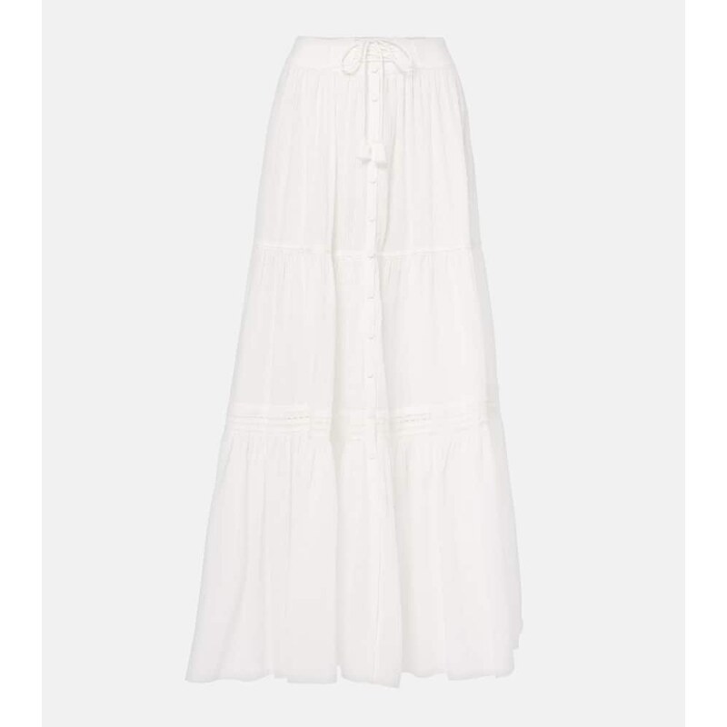 Poupette St Barth Tiered cotton maxi skirt