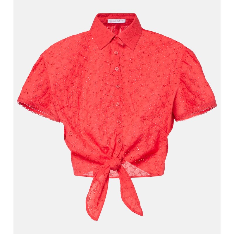 Poupette St Barth Cycas broderie anglaise cotton crop top