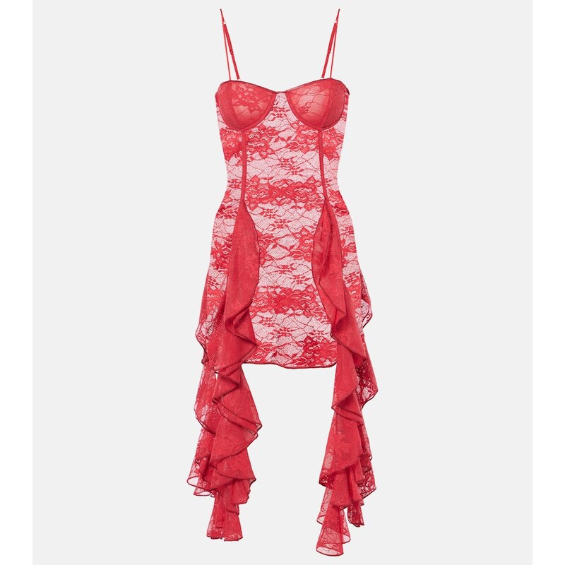 Oséree Ruffled lace bustier dress