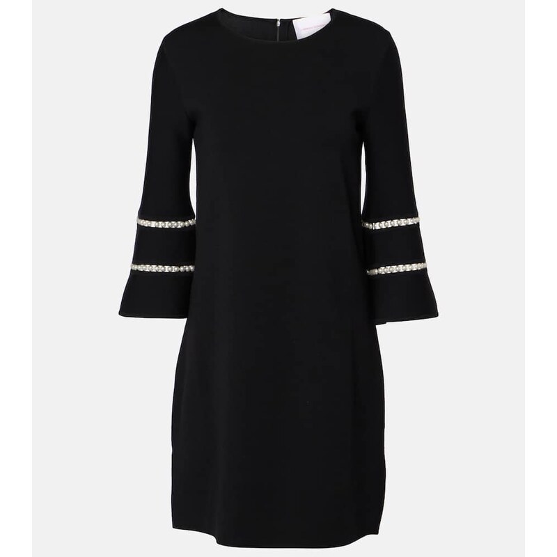 Carolina Herrera Embellished wool-blend minidress