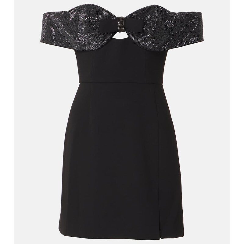 Self-Portrait Bow-detail off-shoulder crÃªpe minidress