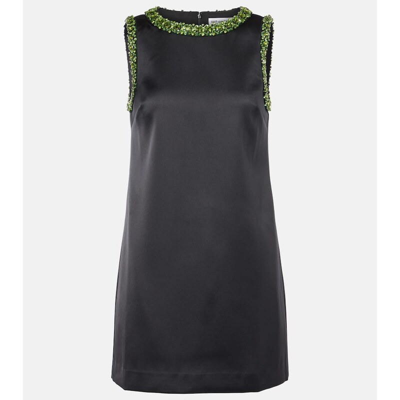 Self-Portrait Embellished satin minidress