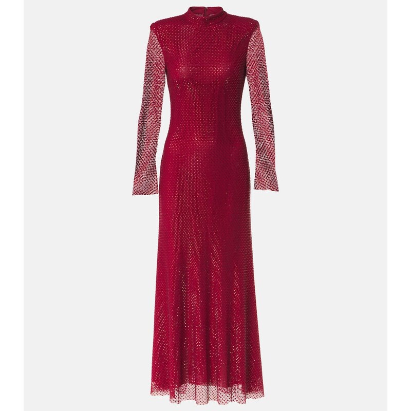 Self-Portrait Embellished fishnet midi dress