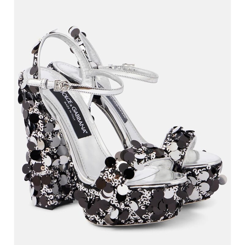 Dolce&Gabbana Sequined faux leather platform sandals