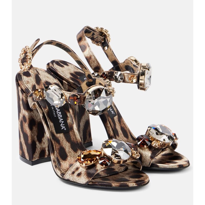 Dolce&Gabbana Keira 105 leopard-print satin sandals