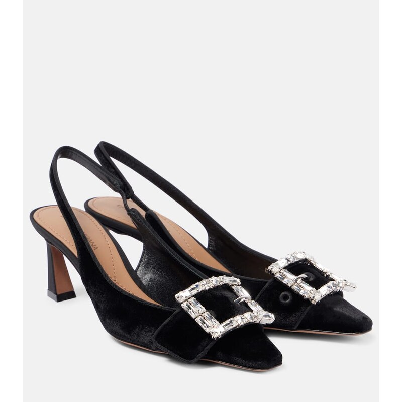 Dolce&Gabbana Embellished velvet slingback pumps