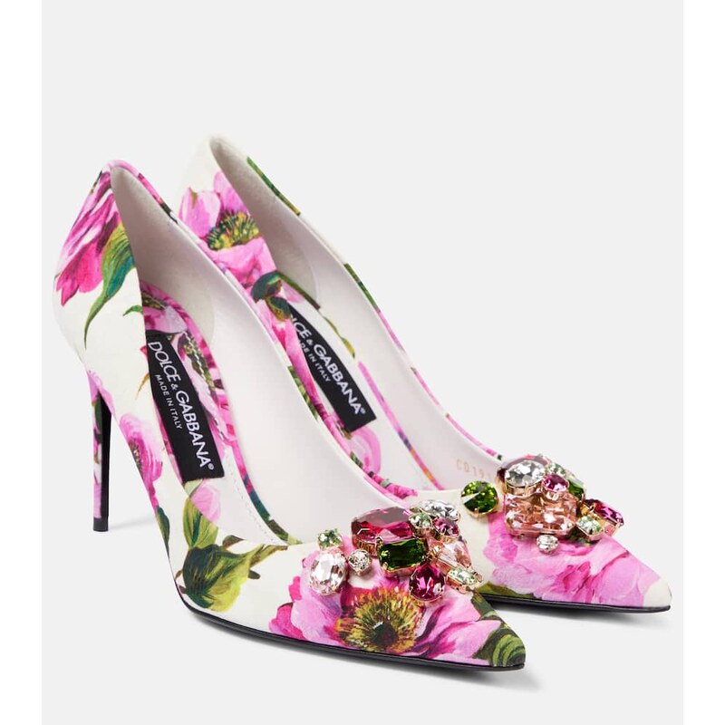 Dolce&Gabbana Embellished leather-trimmed pumps