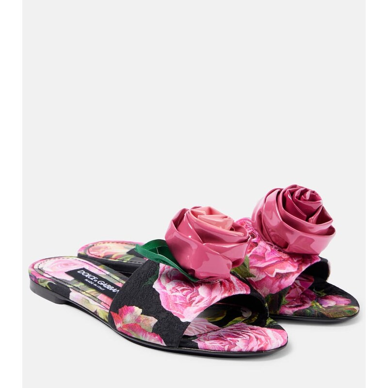 Dolce&Gabbana Floral-appliquÃ brocade slides