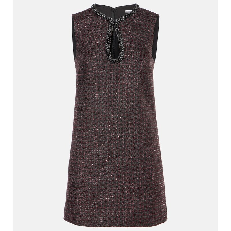 Self-Portrait Sequined tweed minidress