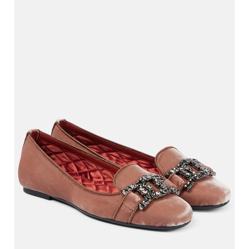 Tods Kate embellished velvet ballet flats