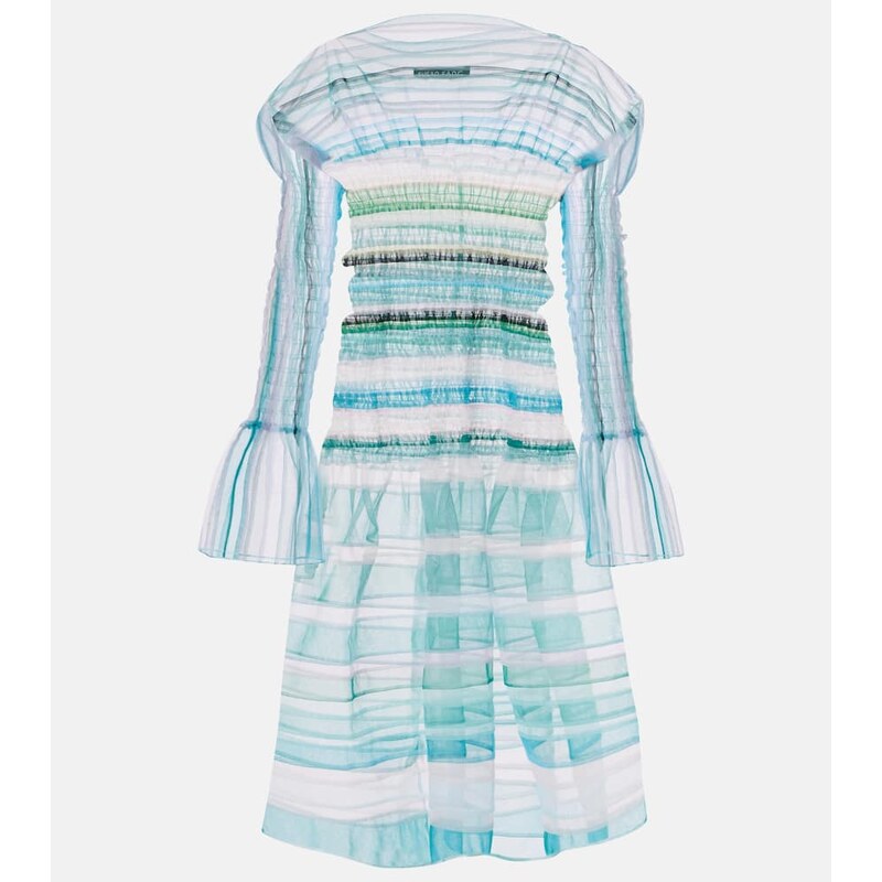 Susan Fang Striped sheer midi dress