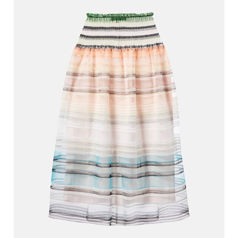 Susan Fang Striped tulle midi skirt