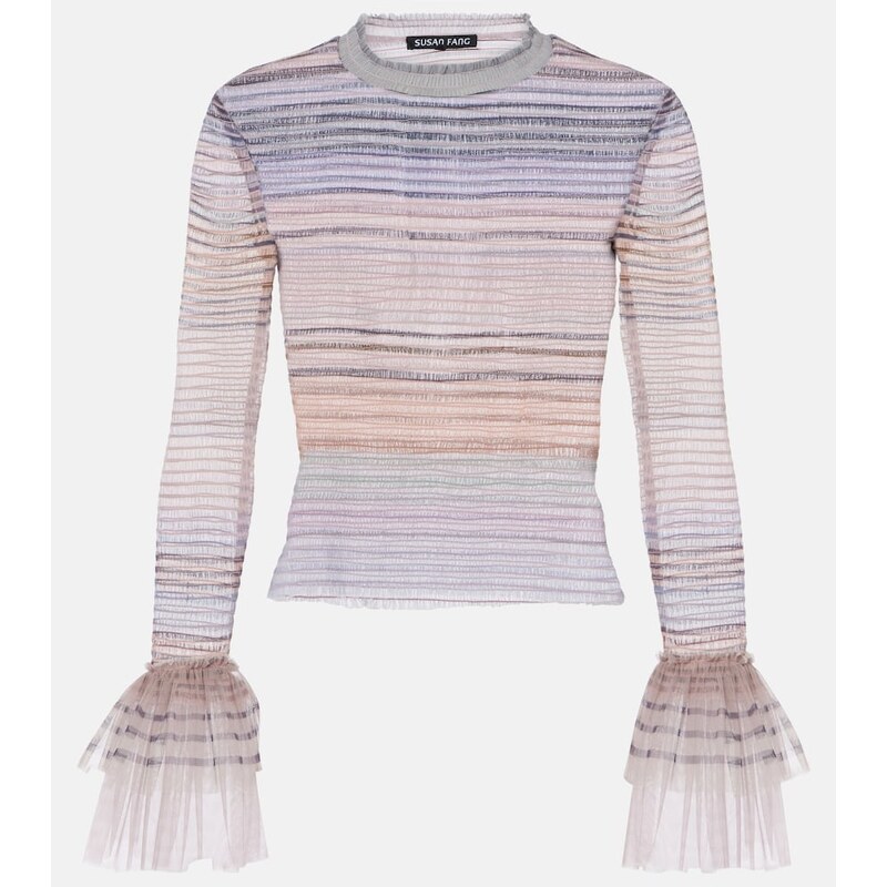 Susan Fang Printed sheer tulle top