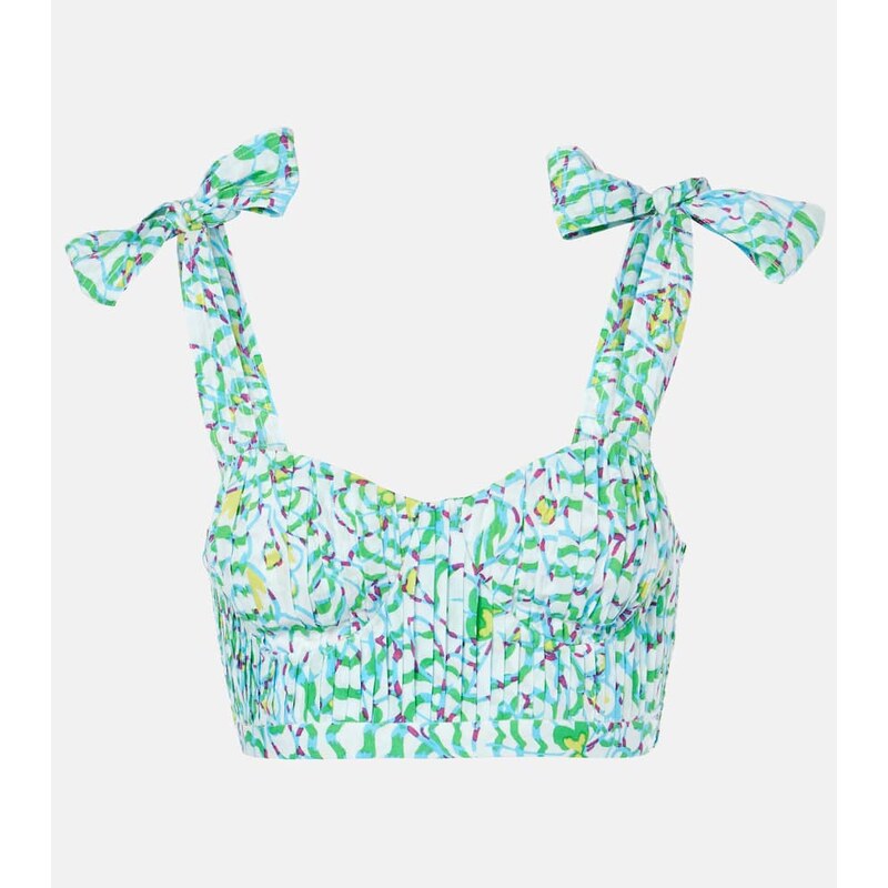 Poupette St Barth Carla printed pleated crop top