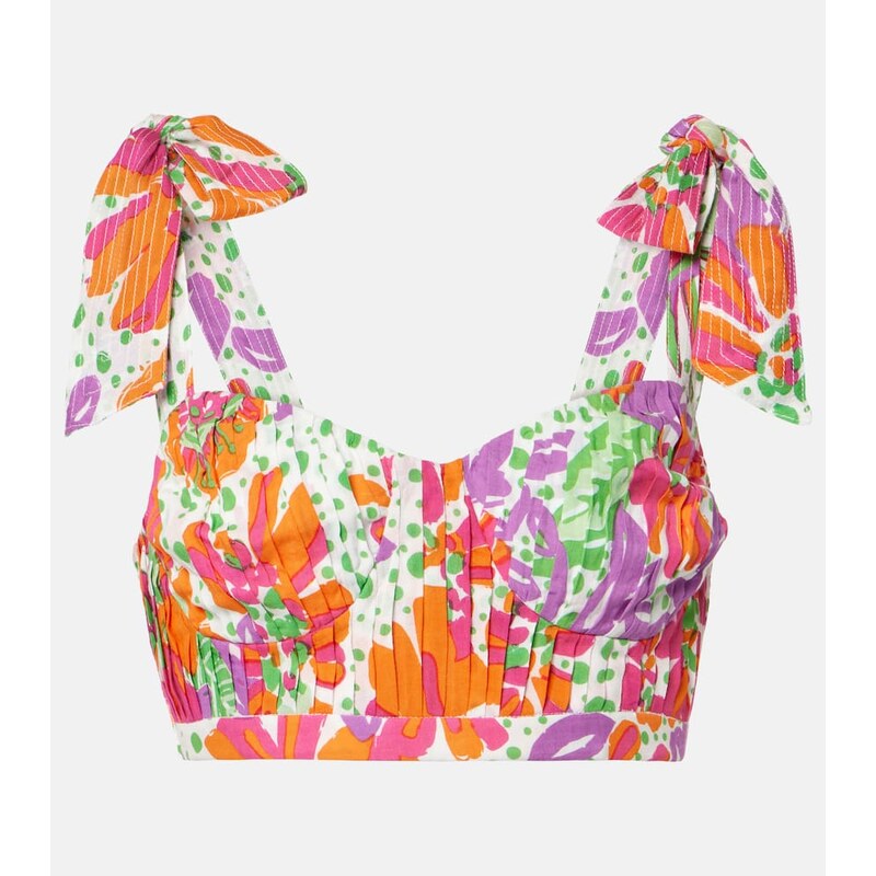 Poupette St Barth Carla printed halterneck crop top